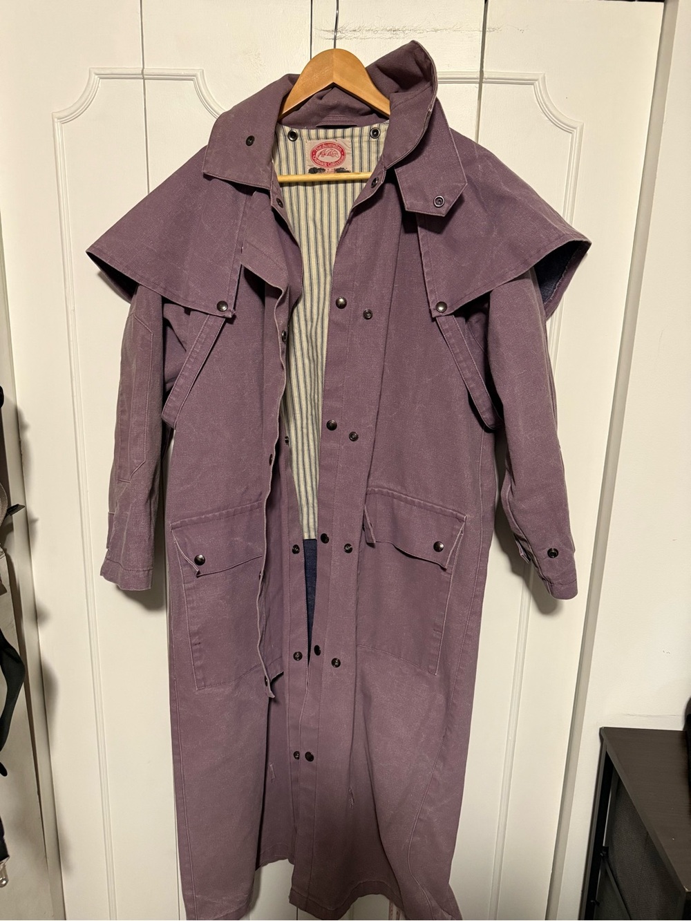 Men's Long Trench Coat in Mauve - Vintage-Inspired Utility